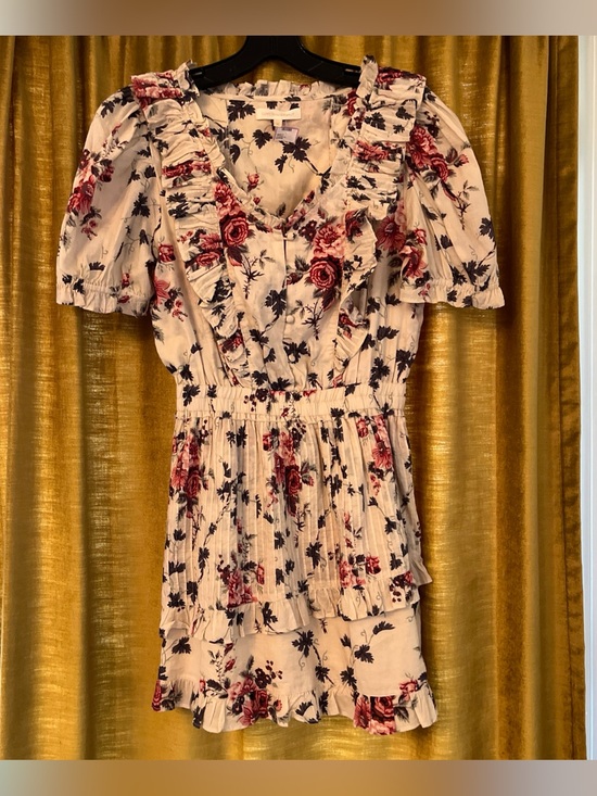 LoveShackFancy Dresses & Skirts - LoveShackFancy Floral Roses Tiered Ruffle Mini Dress Cotton Sz S